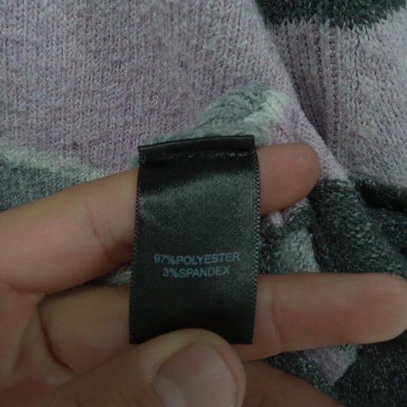 Tahari Sweater Womens Large Pink White Gray Multi Striped V Neck Pullover Knit - Picture 5 of 11